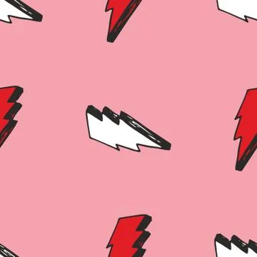 Lightning seamless pattern vector illustration. Hand drawn sketched doodle li Stock Illustration