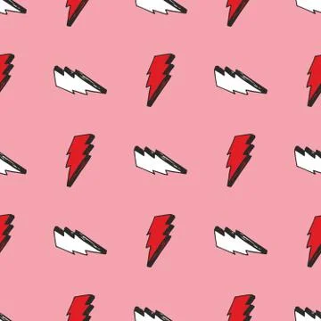 Lightning seamless pattern vector illustration. Hand drawn sketched doodle li Stock Illustration