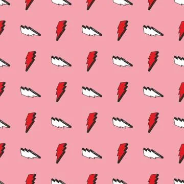 Lightning seamless pattern vector illustration. Hand drawn sketched doodle li Stock Illustration