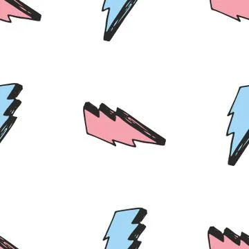 Lightning seamless pattern vector illustration. Hand drawn sketched doodle li Stock Illustration