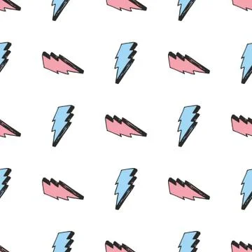 Lightning seamless pattern vector illustration. Hand drawn sketched doodle li Stock Illustration