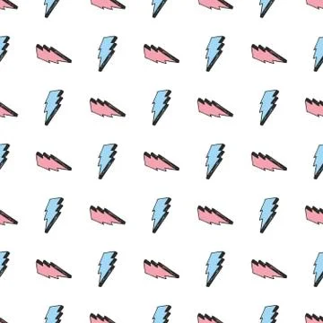 Lightning seamless pattern vector illustration. Hand drawn sketched doodle li Stock Illustration