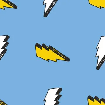 Lightning seamless pattern vector illustration. Hand drawn sketched doodle li 库存插图