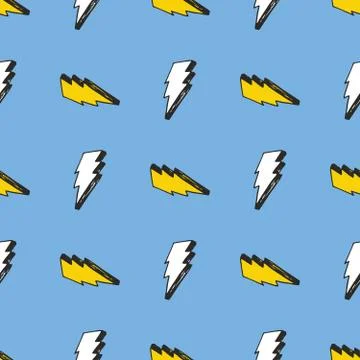 Lightning seamless pattern vector illustration. Hand drawn sketched doodle li Stock Illustration