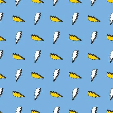 Lightning seamless pattern vector illustration. Hand drawn sketched doodle li Stock Illustration
