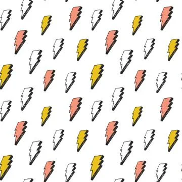 Lightning seamless pattern vector illustration. Hand drawn sketched doodle li 库存插图