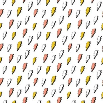 Lightning seamless pattern vector illustration. Hand drawn sketched doodle li Stock Illustration
