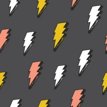 Lightning seamless pattern vector illustration. Hand drawn sketched doodle li 스톡 일러스트