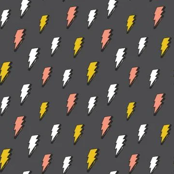 Lightning seamless pattern vector illustration. Hand drawn sketched doodle li Stock Illustration