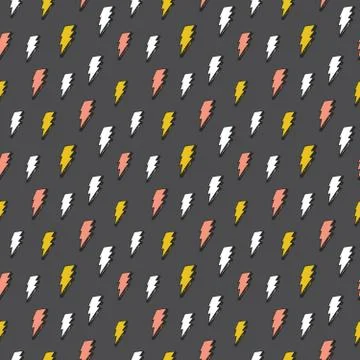 Lightning seamless pattern vector illustration. Hand drawn sketched doodle li Stock Illustration
