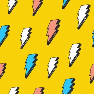 Lightning seamless pattern vector illustration. Hand drawn sketched doodle li Stock Illustration