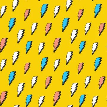 Lightning seamless pattern vector illustration. Hand drawn sketched doodle li Stock Illustration
