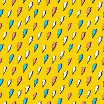 Lightning seamless pattern vector illustration. Hand drawn sketched doodle li Stock Illustration