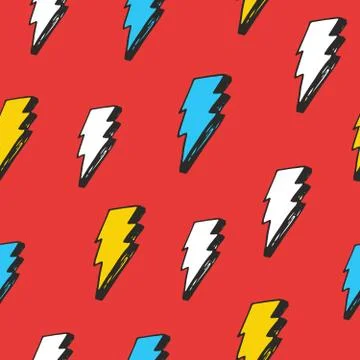 Lightning seamless pattern vector illustration. Hand drawn sketched doodle li 스톡 일러스트
