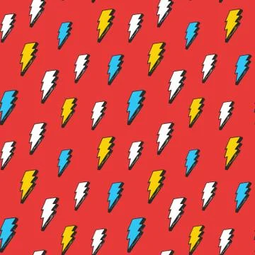 Lightning seamless pattern vector illustration. Hand drawn sketched doodle li 库存插图