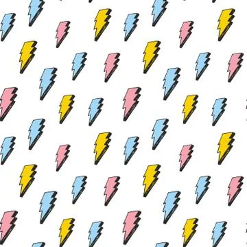 Lightning seamless pattern vector illustration. Hand drawn sketched doodle li Stock Illustration