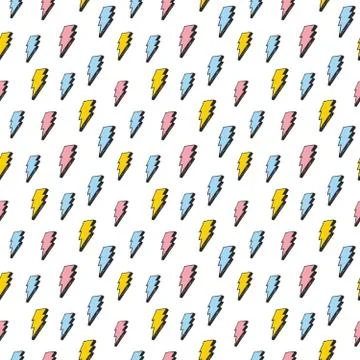 Lightning seamless pattern vector illustration. Hand drawn sketched doodle li Stock Illustration