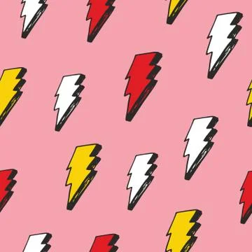 Lightning seamless pattern vector illustration. Hand drawn sketched doodle li Stock Illustration