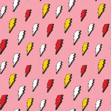 Lightning seamless pattern vector illustration. Hand drawn sketched doodle li 스톡 일러스트
