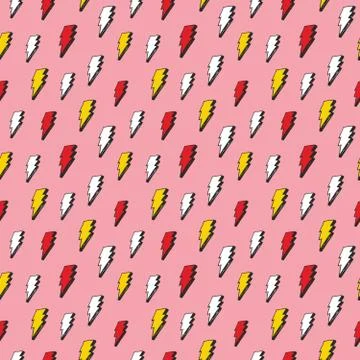 Lightning seamless pattern vector illustration. Hand drawn sketched doodle li Stock Illustration