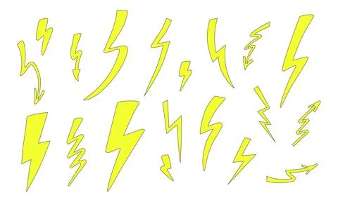 Lightning set. Vector stock flat illustration isolated on white background for Stock Illustration
