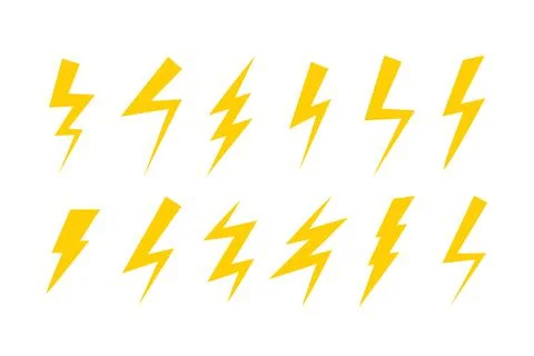 Lightning set yellow. Huge vector icon set Stock Illustration