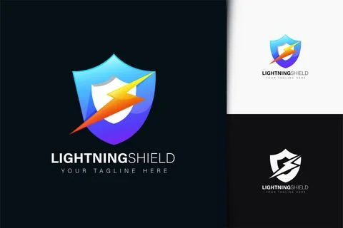Lightning shield logo design with gradient Stock Illustration