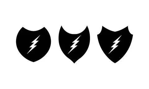 Lightning Shield Security Protection Icons Set Vector Collection Stock Illustration
