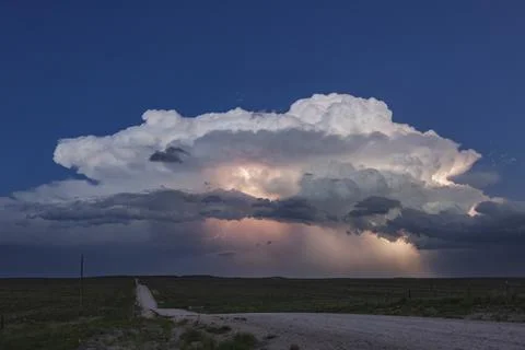 Lightning Show on the Back Side of a Supercell;; Stock Photos