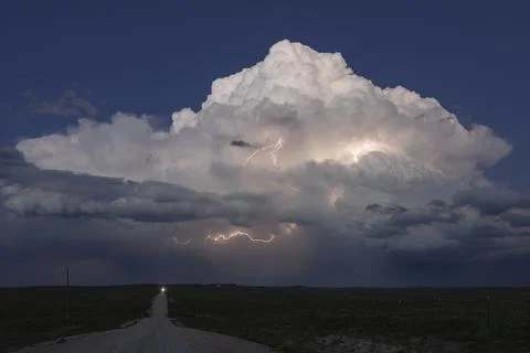 Lightning Show on the Back Side of a Supercell; Stock Photos