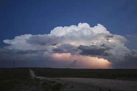 Lightning Show on the Back Side of a Supercell;; Stock Photos