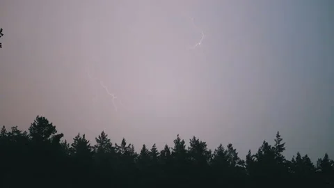 Lightning in the Sky During a Thunderstorm. Slow Motion Stock Footage 116606413