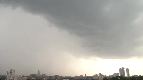 Lightning In The Sky Over Moscow Stock Footage 7139122