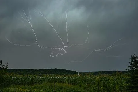 Lightning Up in the Sky Stock Photos