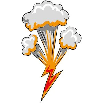 Lightning smoke speech cloud comic cartoon vector Stock Illustration