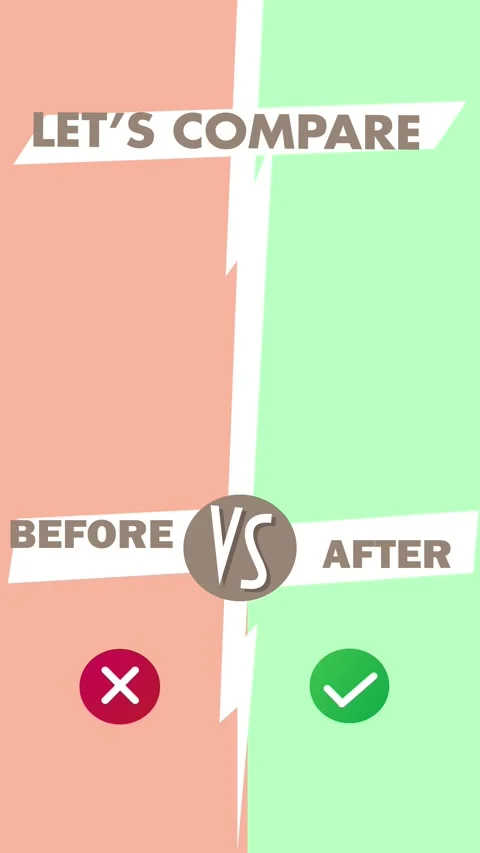 Lightning splits the screen in half, captions appear let's compare, before a Stock Footage 274339781