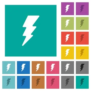 Lightning square flat multi colored icons Stock Illustration