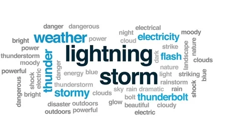 Lightning storm animated word cloud, tex... | Stock Video | Pond5