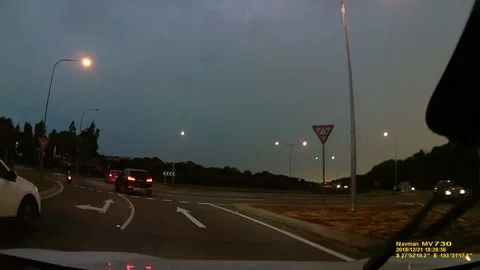 Lightning Storm Caught with Dashcam, Gold Coast, Queensland, Australia - 21 Dec  Stock Footage 205230492