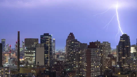 Lightning Storm Cityscape (2 of 2) Stock Footage 160945588