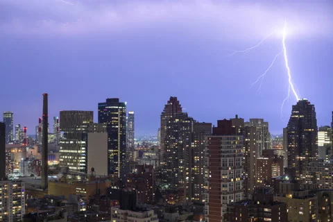 Lightning Storm Cityscape (2 of 2) Stock Footage 160945723