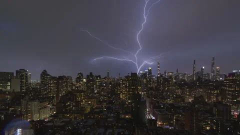 Lightning Storm Cityscape Timelapse Stock Footage 237450220