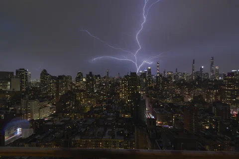 Lightning Storm Cityscape Timelapse Stock Footage 237466939