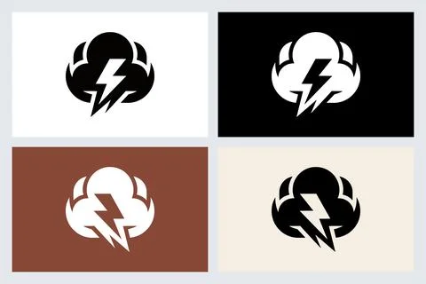 Lightning Storm Cloud Vector Icon Set イラスト素材