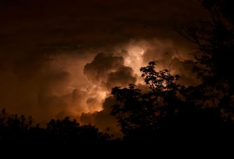 Lightning storm in the clouds Foto stock