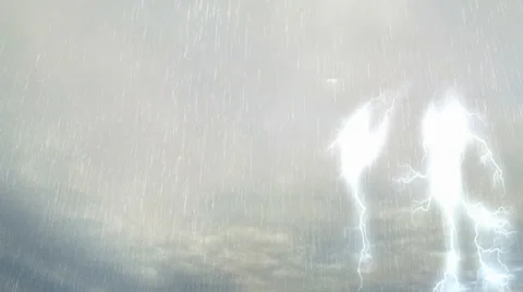 Lightning In Storm Clouds with Rain 스톡 동영상 34977441