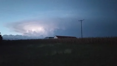 Lightning storm, countryside Stock Footage 214047056