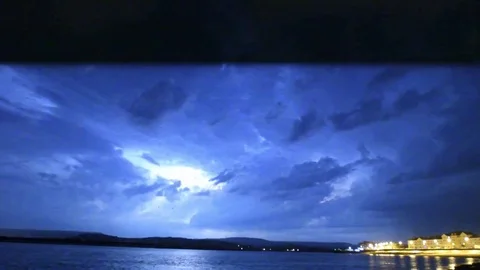 Lightning Storm lighting up the sky Stock Footage
