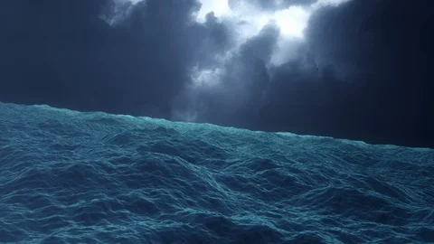 Lightning Storm in the Middle of the Ocean Stock Footage 105980132