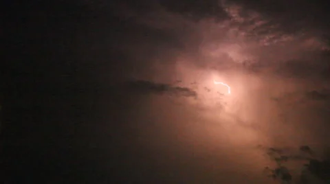 Lightning storm at night Stock Footage 65242549
